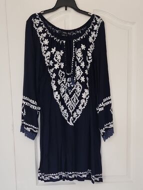 Raviya Navy Blue Peasant Long Sleeve Dress Size M